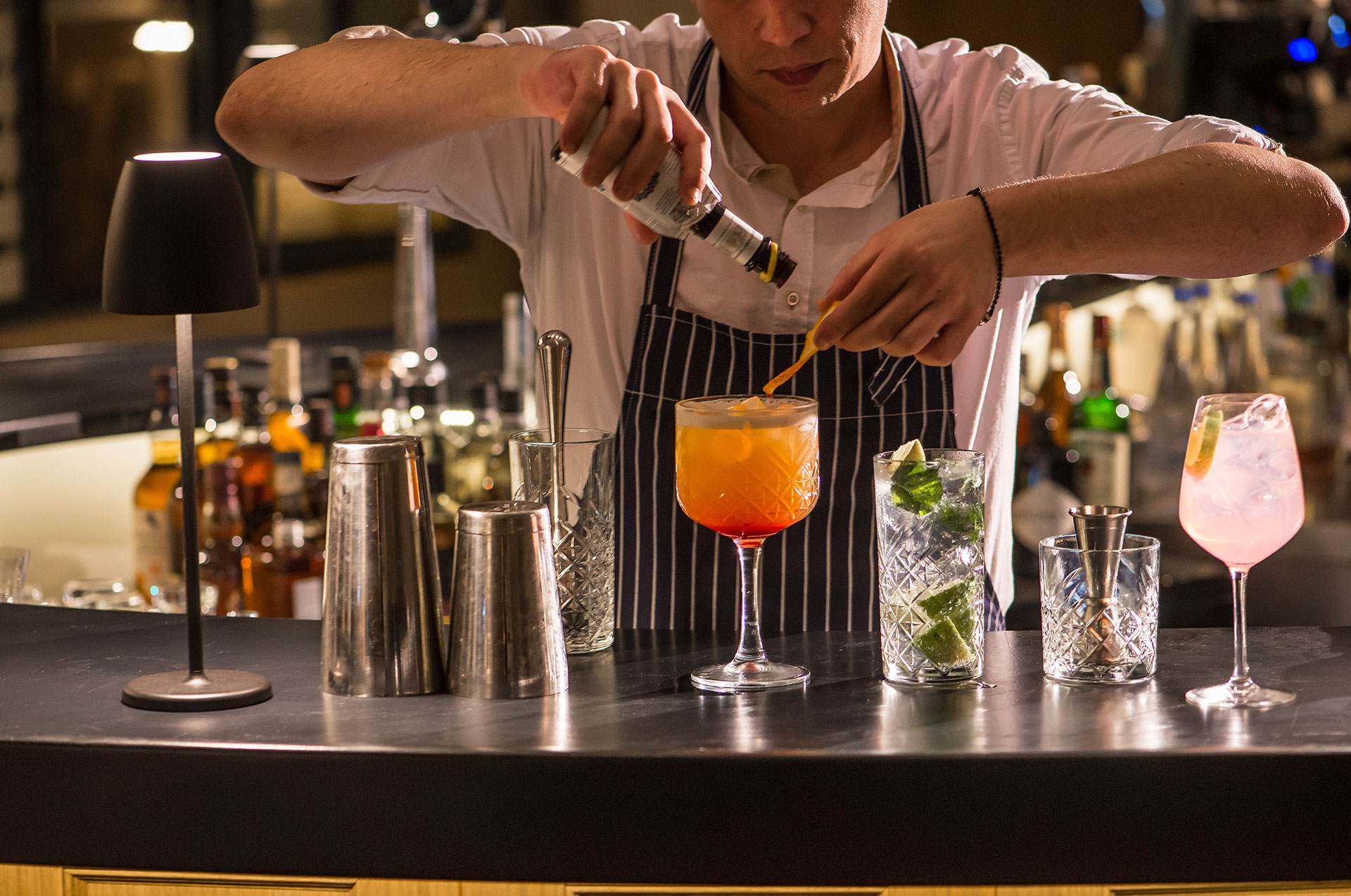 Gouves Park barman making cocktails