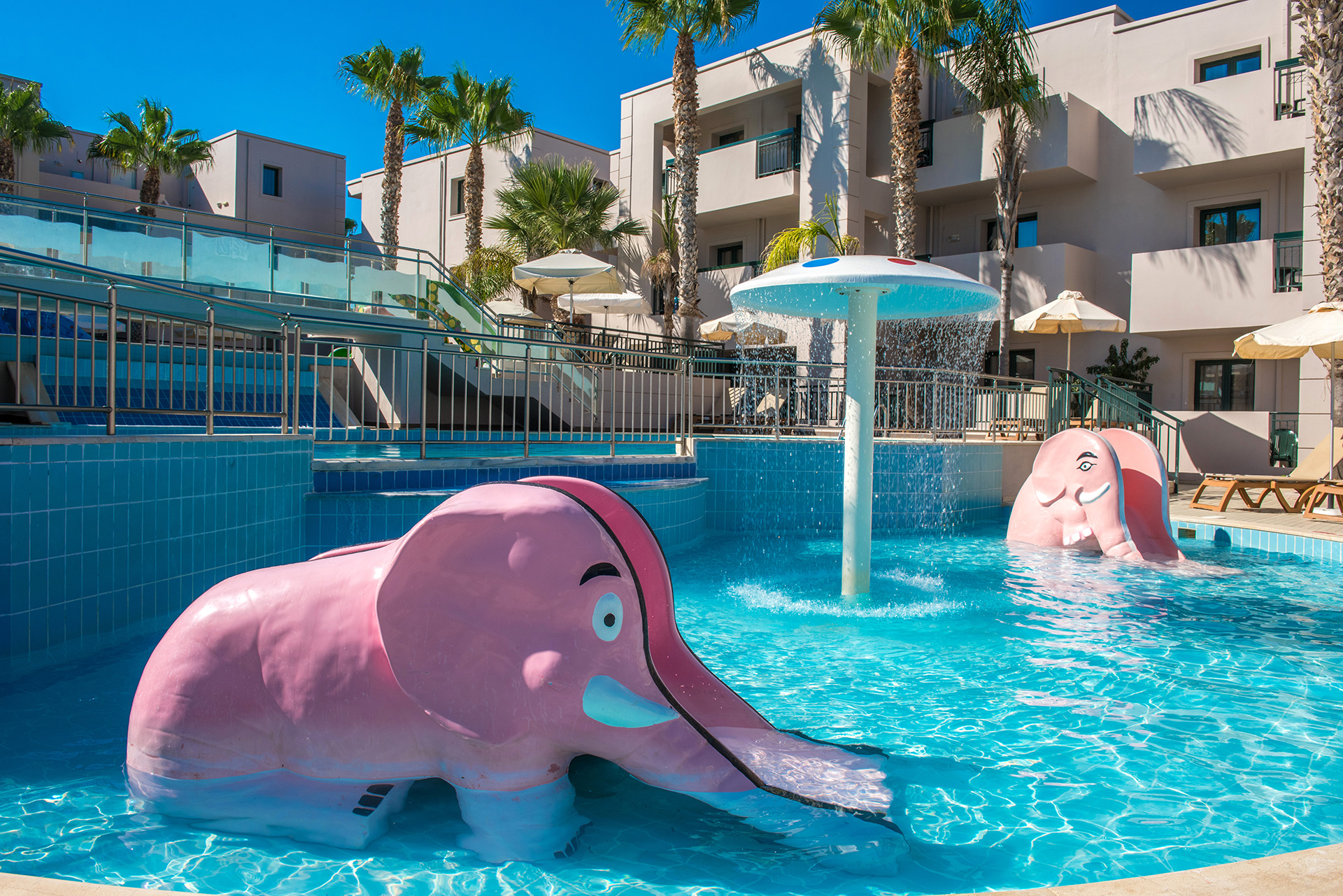 Gouves Park Mini Water Park elephant water slides