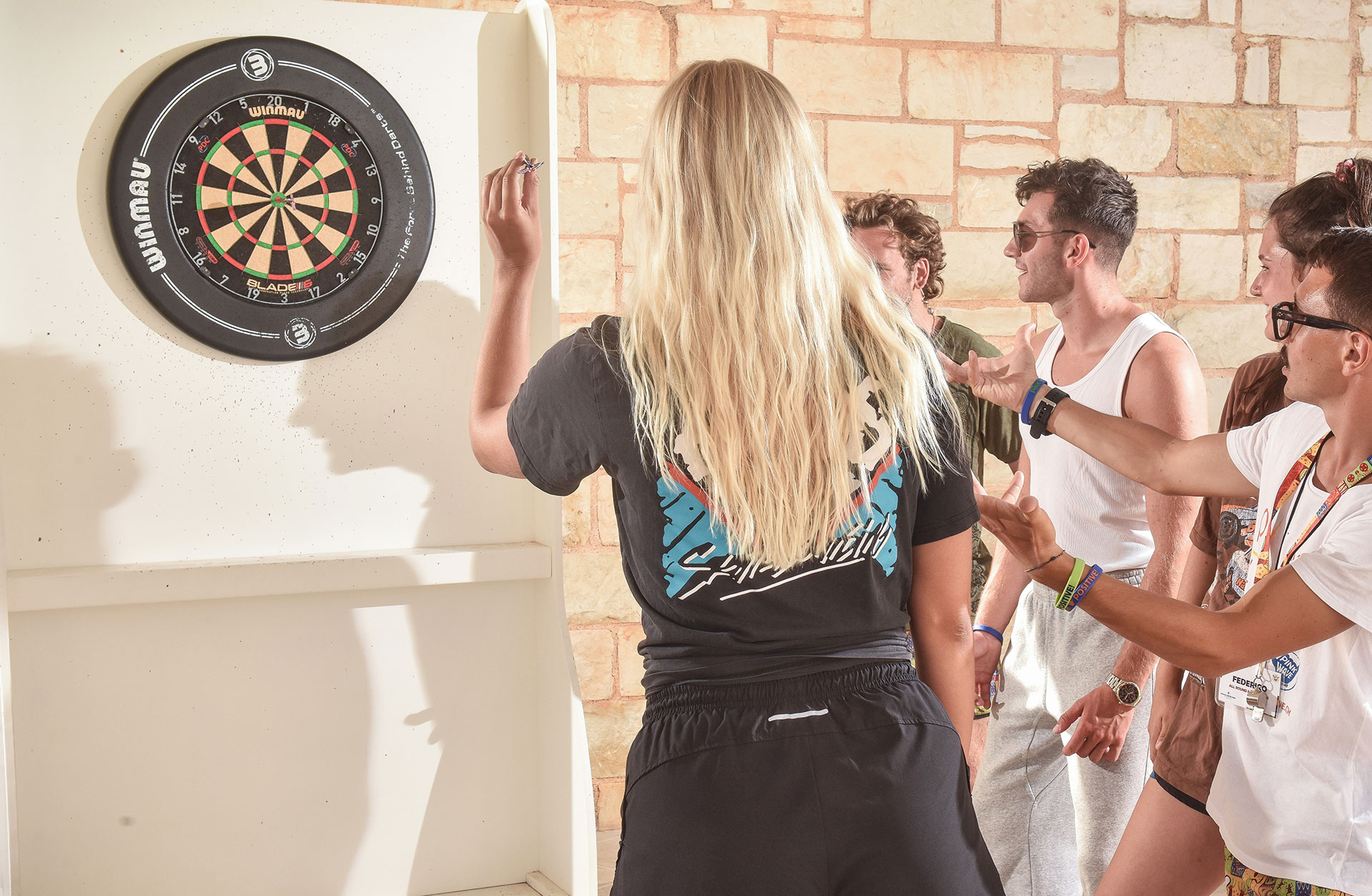Gouves Park visitors playing darts