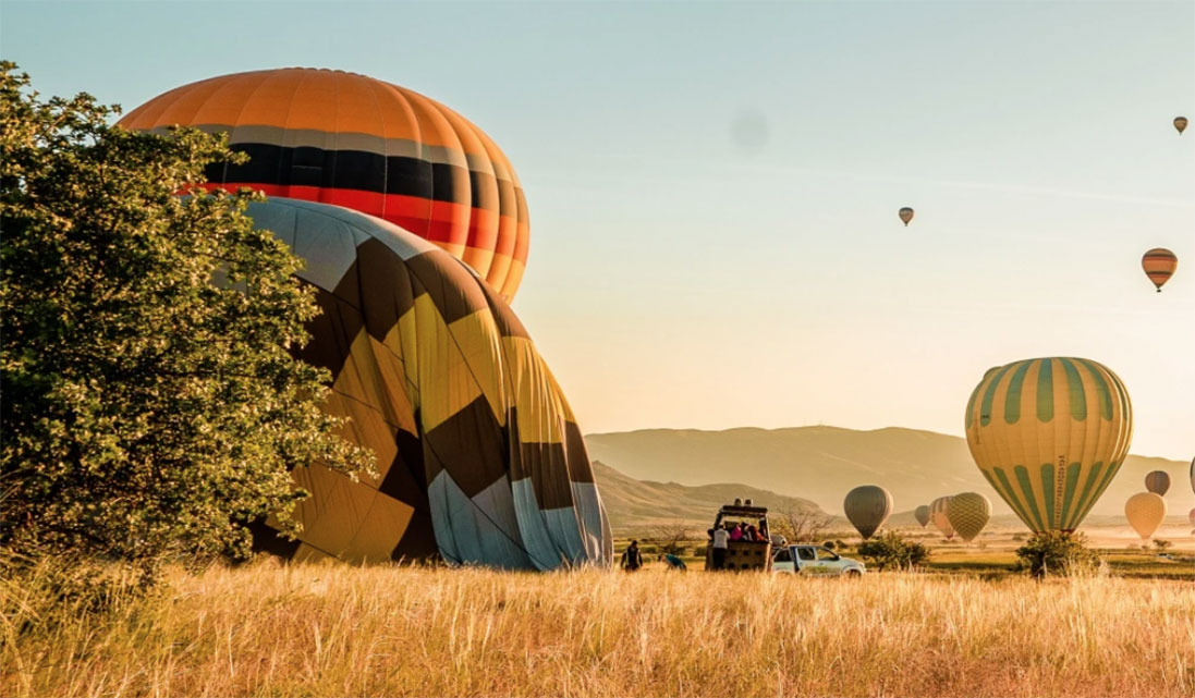 A field full of hot air balloons