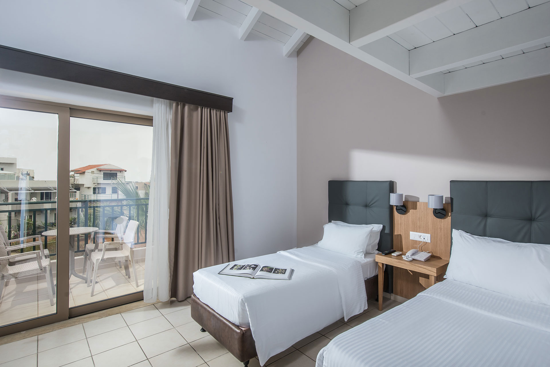 Gouves Park Maisonette Room downstairs with two single beds