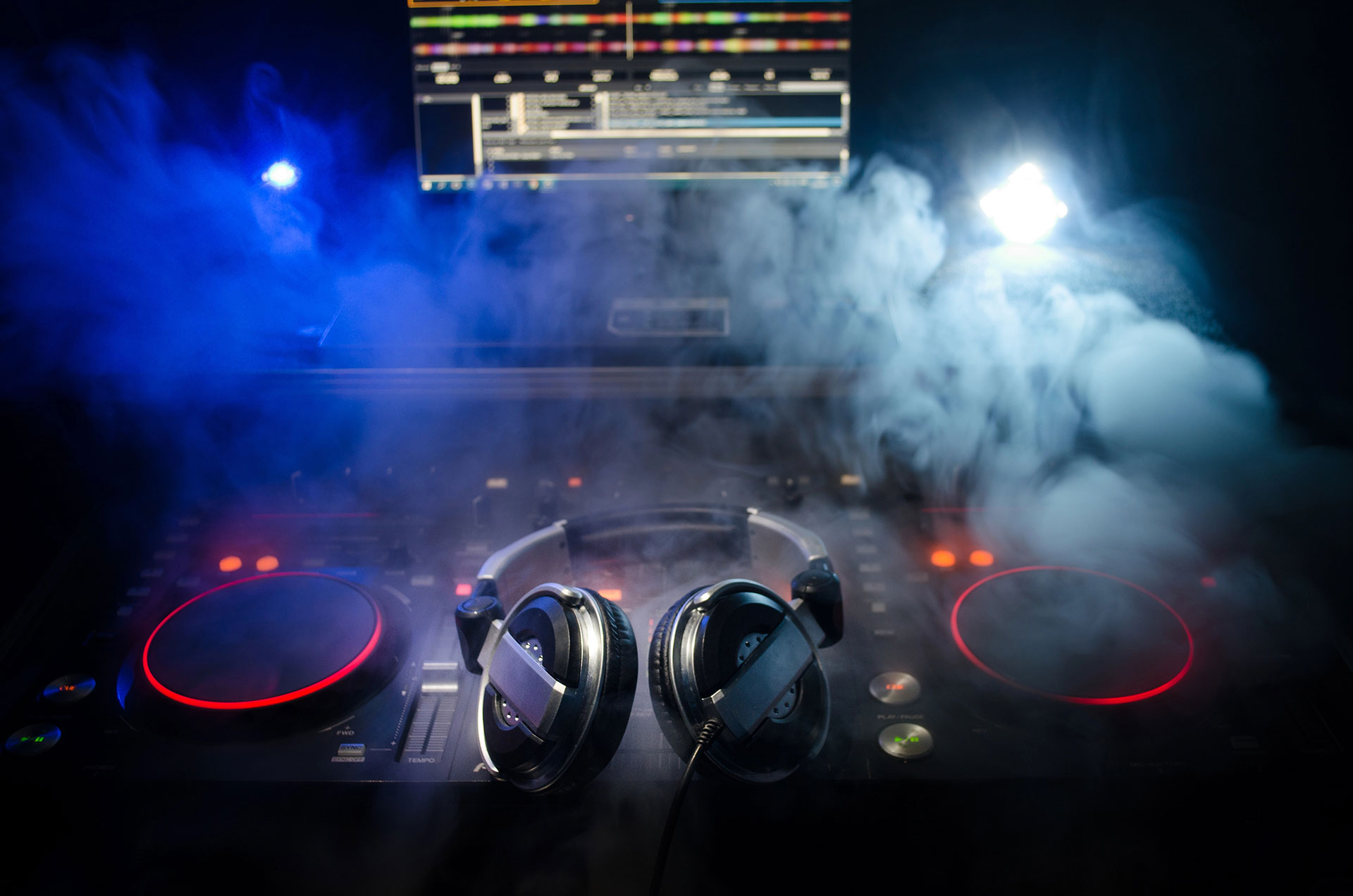 A dj deck with a pair of headphones on it