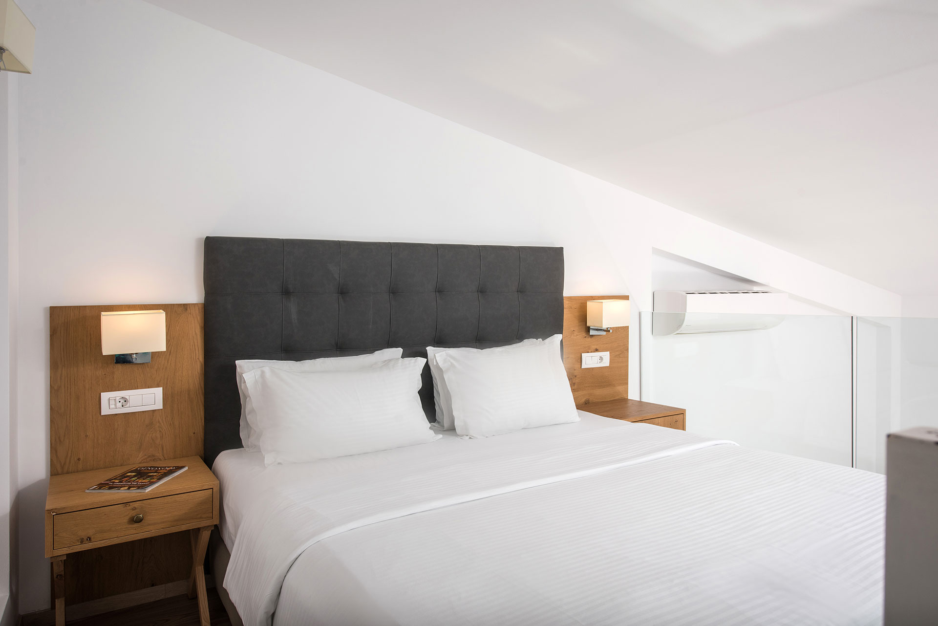 Gouves Park Maisonette Swim Up upstairs double bed and two bedside tables