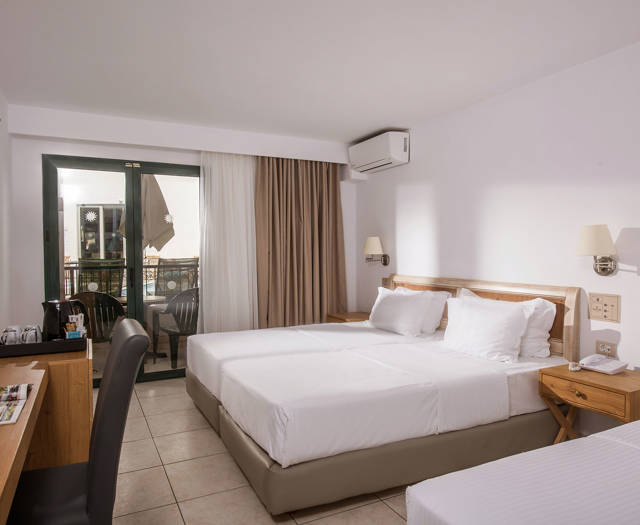 Gouves Park Double Room with double bed, an extra bed, balcony view and amenities