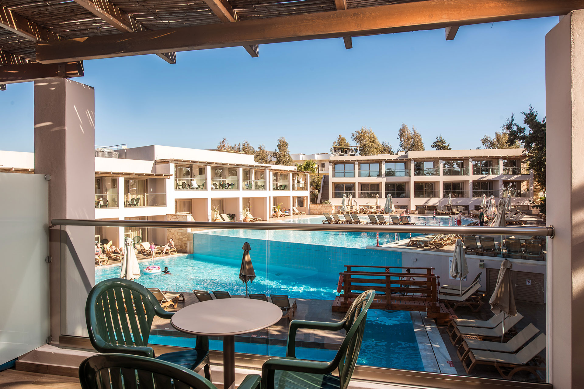 Gouves Park Family Suite balcony with view of the pool