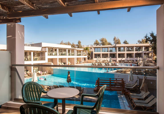 Gouves Park Family Suite balcony with view of the pool